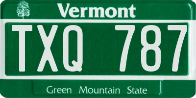 VT license plate TXQ787
