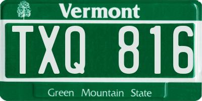 VT license plate TXQ816