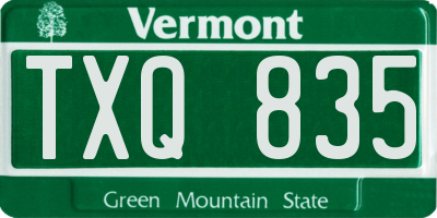 VT license plate TXQ835