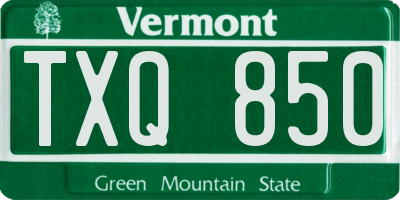 VT license plate TXQ850