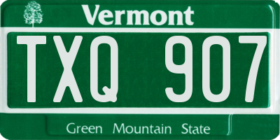 VT license plate TXQ907