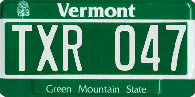 VT license plate TXR047