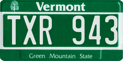 VT license plate TXR943