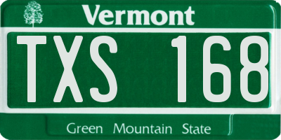 VT license plate TXS168