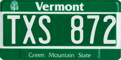 VT license plate TXS872