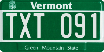 VT license plate TXT091