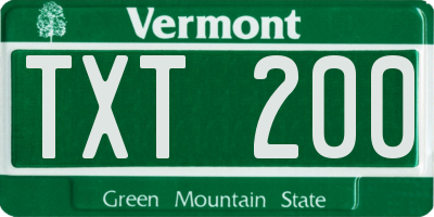 VT license plate TXT200