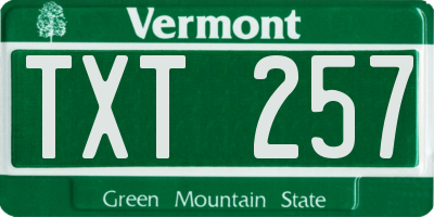 VT license plate TXT257