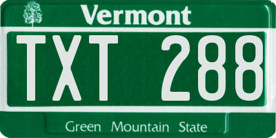 VT license plate TXT288