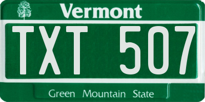 VT license plate TXT507