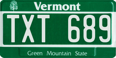 VT license plate TXT689