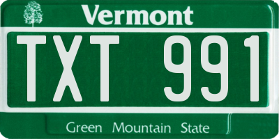 VT license plate TXT991