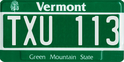 VT license plate TXU113