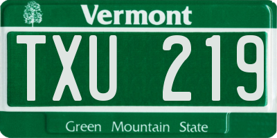 VT license plate TXU219