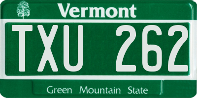 VT license plate TXU262