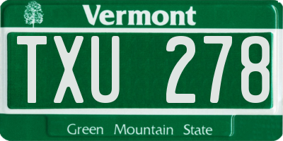 VT license plate TXU278
