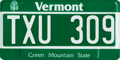 VT license plate TXU309
