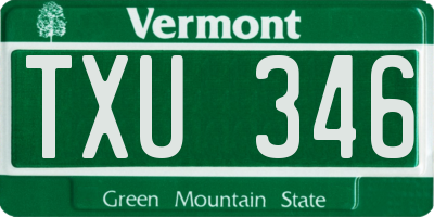 VT license plate TXU346