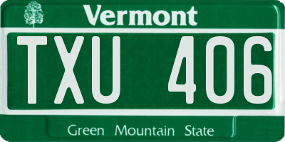 VT license plate TXU406