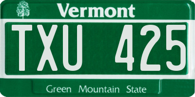 VT license plate TXU425