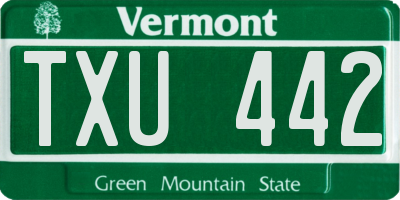VT license plate TXU442