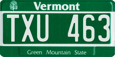VT license plate TXU463