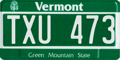 VT license plate TXU473