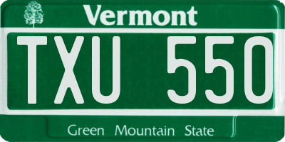 VT license plate TXU550