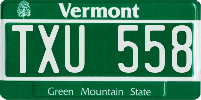 VT license plate TXU558