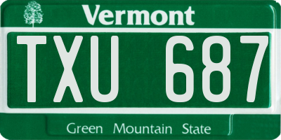 VT license plate TXU687