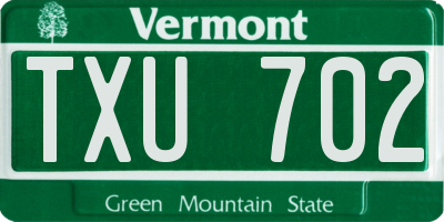 VT license plate TXU702