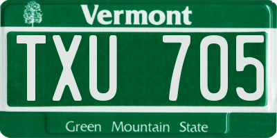 VT license plate TXU705