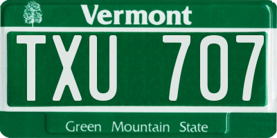 VT license plate TXU707