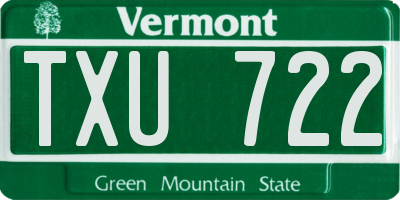 VT license plate TXU722