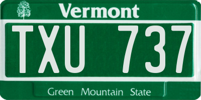 VT license plate TXU737