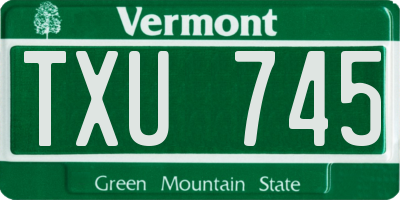 VT license plate TXU745