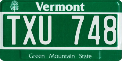 VT license plate TXU748