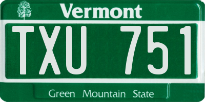 VT license plate TXU751
