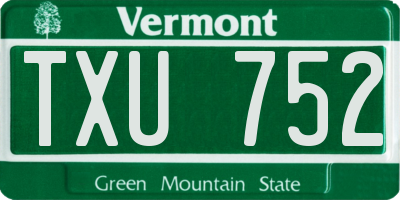 VT license plate TXU752
