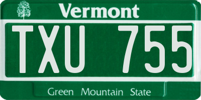VT license plate TXU755