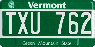 VT license plate TXU762