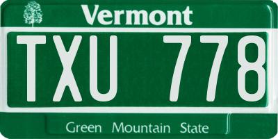 VT license plate TXU778