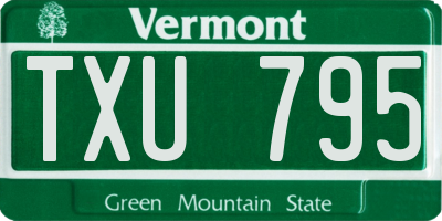 VT license plate TXU795