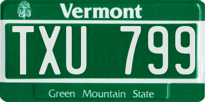 VT license plate TXU799