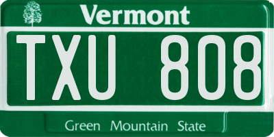 VT license plate TXU808