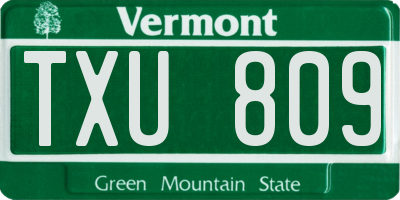 VT license plate TXU809