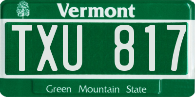 VT license plate TXU817