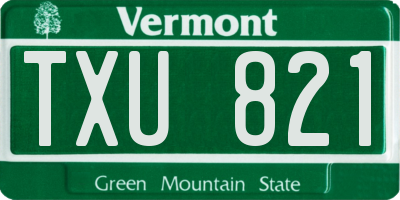 VT license plate TXU821