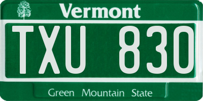 VT license plate TXU830