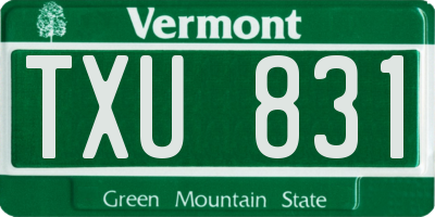 VT license plate TXU831